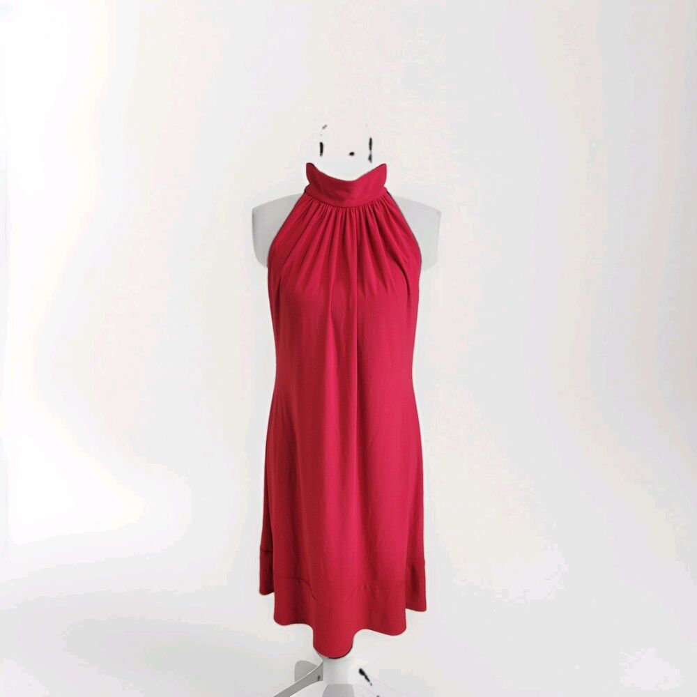 Lauren Ralph Lauren Red High Neck Pleated Sleeveless Dress Size 8